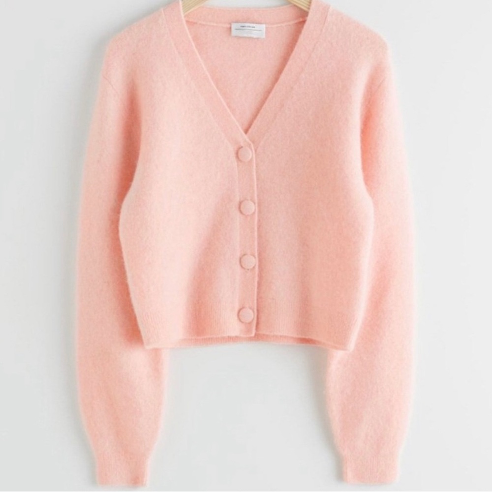 & other stories fuzzy knit cardigan
